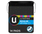 3 x U By Kotex Ultrathins Regular Pads With Wings 14pk