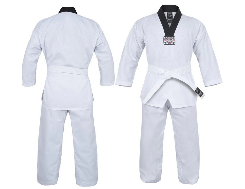Yamasaki V2 Ribbed Taekwondo Uniform - Black V Neck 8Oz [1]
