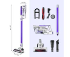 2-In-1 Cordless Vacuum Cleaner Stick Handheld Vac Rechargeable Led Lights 2 Speed-Purple