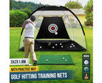 Golf Practice Net and Hitting Mat Target Set Training Aids Home Golf Swing Driving Indoor Outdoor