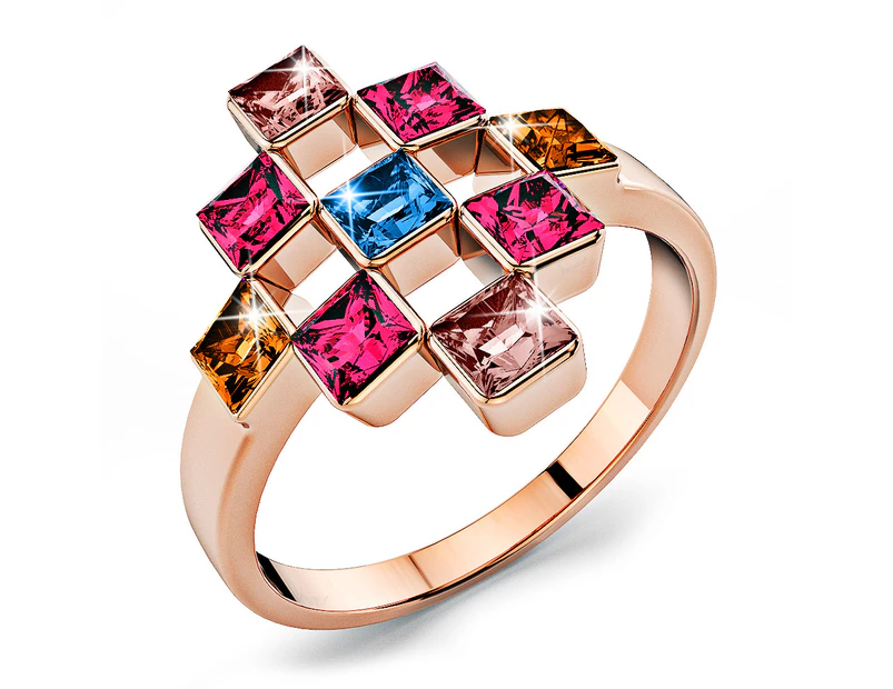 Picasso Ring Crystal Embellished with Swarovski® crystals -Rose Gold/Multicolour