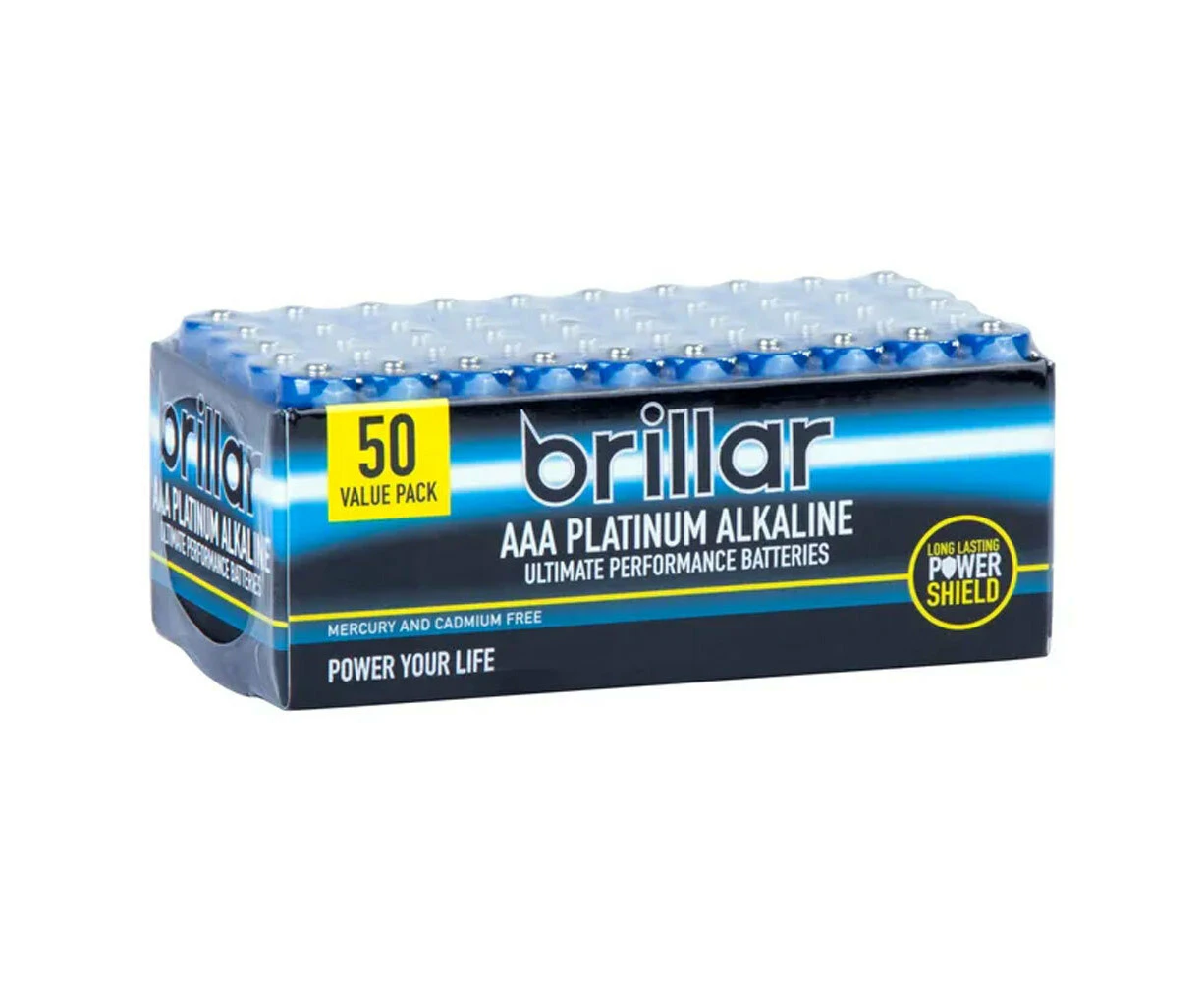 50PK Brillar Multi-Pack LR03 Premium Battery Alkaline AAA Power Batteries Blue