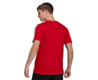 Adidas Men's Essentials 3-Stripes Tee / T-Shirt / Tshirt - Scarlet