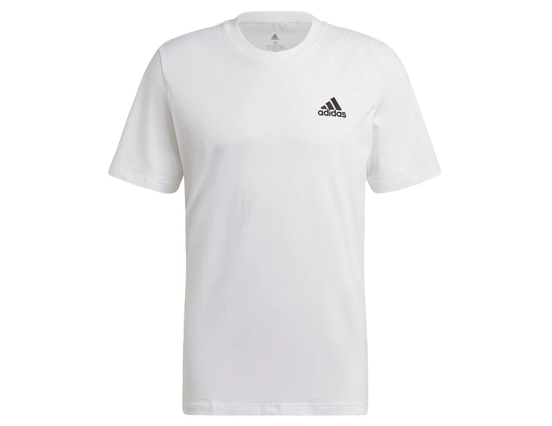 Adidas Men's Essentials Embriodered Small Logo Tee / T-Shirt / Tshirt - White/Black