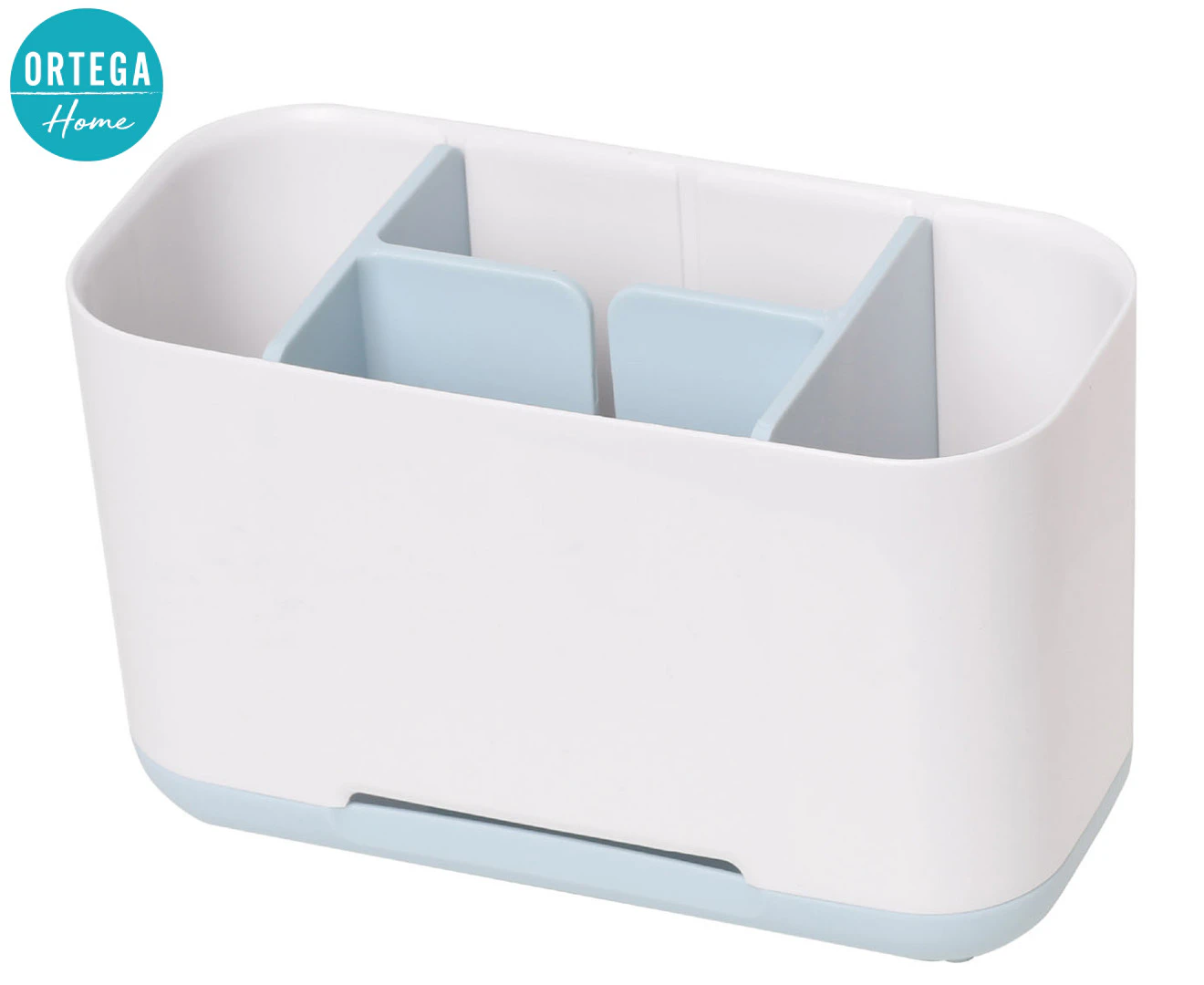 Ortega Home Large Toothbrush Caddy Organiser - White/Blue