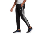 Adidas Men's Essentials Fleece Tapered Cuff 3-Stripes Pants / Joggers - Black/White