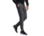 Adidas Men's Essentials Fleece Tapered Cuff 3-Stripes Pants / Joggers - Dark Grey Heather/Black