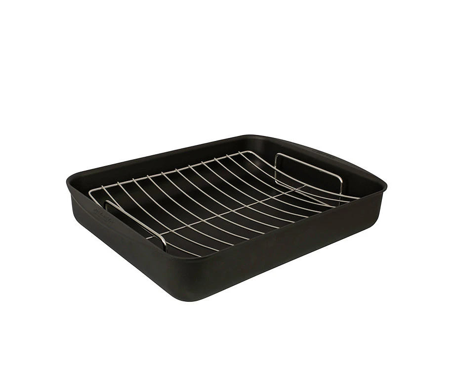 Scanpan Classic Large 44cm/7.75L Aluminium Roaster Baking Tray w/ Rack Black