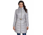 Azura Exchange Gray Hooded Longline Winter Coat With Belt