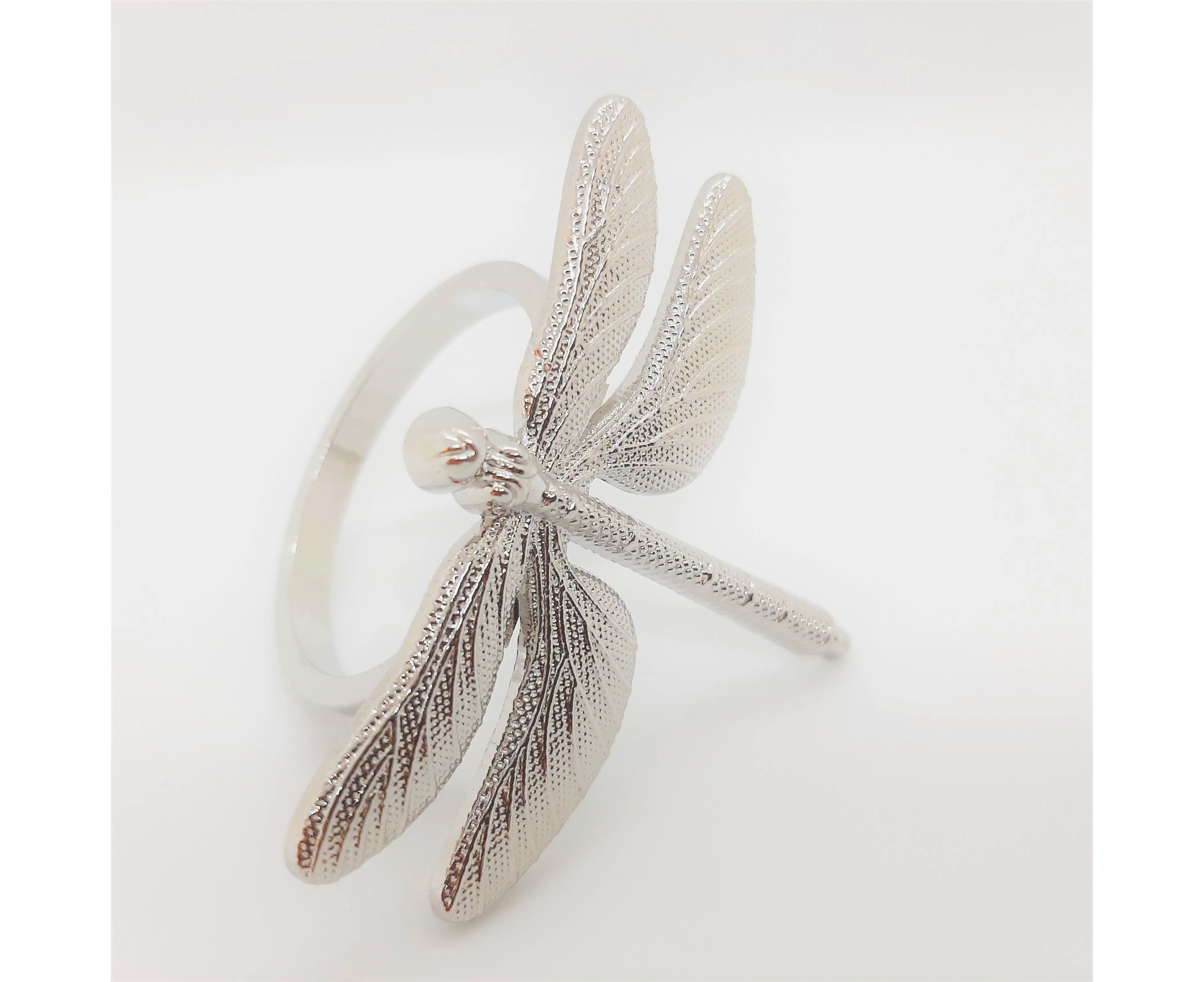 Royalclub Dragonfly Napkin Ring set of 6 - Silver