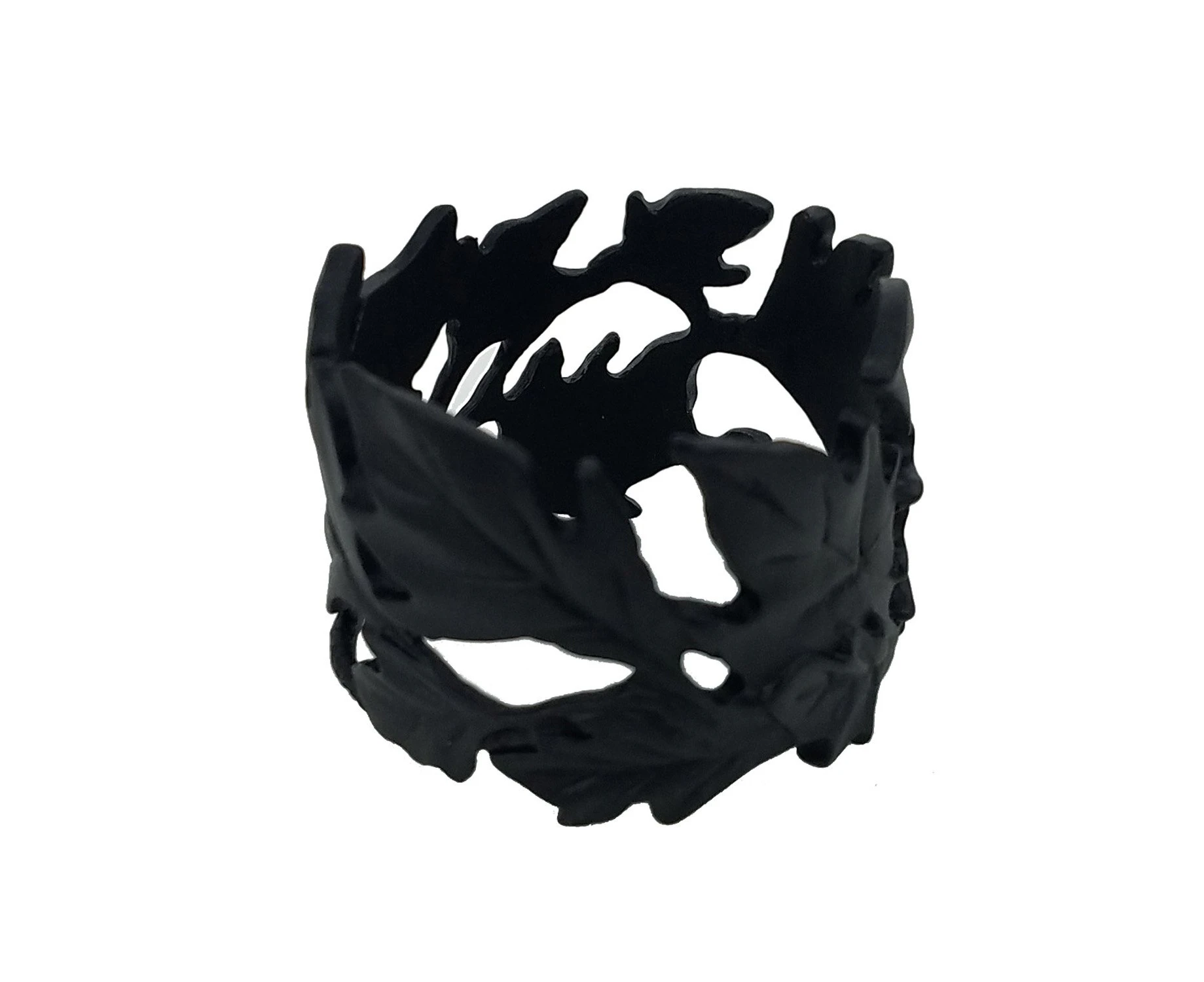 Royalclub Leaf Napkin Ring set of 6 - Black