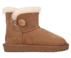 OZWEAR Connection Girls' Mini Button Boots - Chestnut