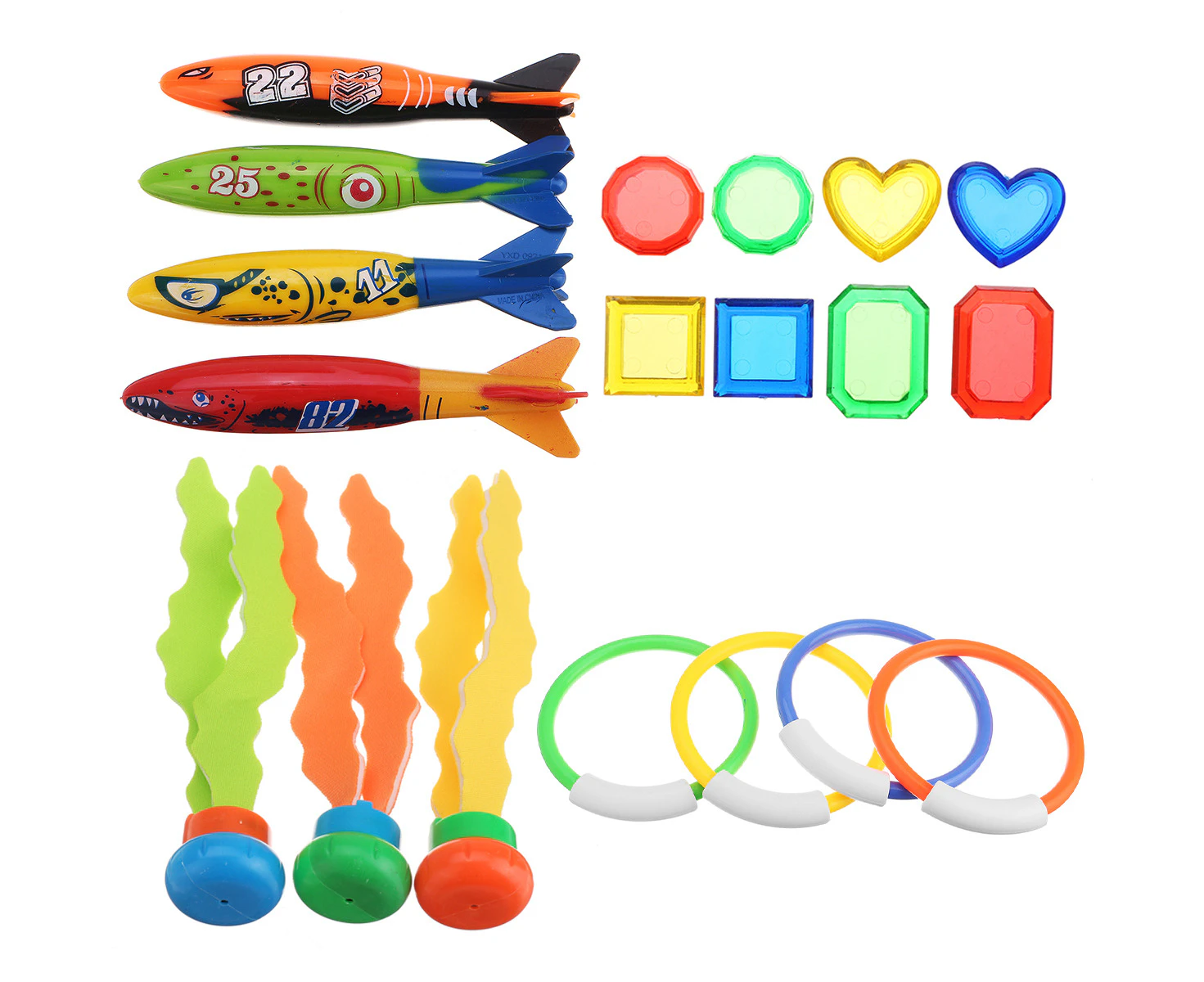 Meco Underwater Swimming Diving Toy Kids Water Fun Ring Ball Treasures Toys