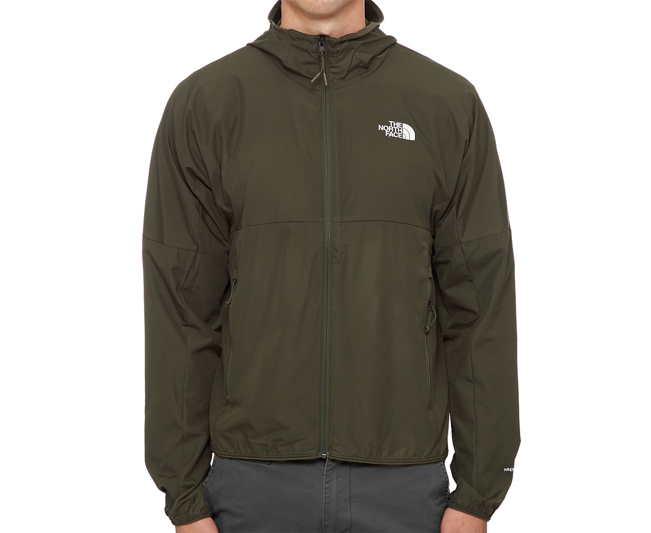 north face windbreaker green