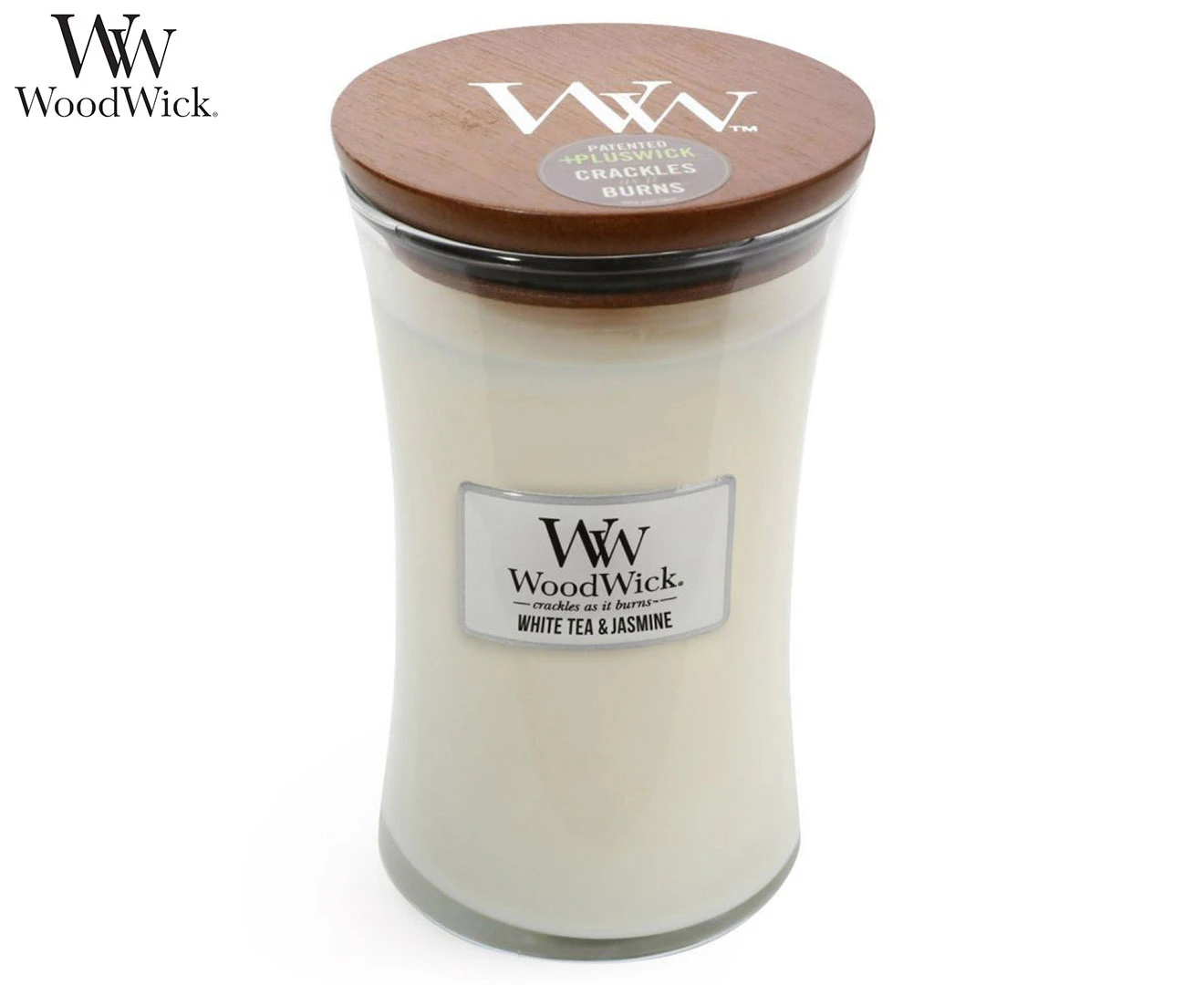 WoodWick 609g Scented Home Fragrance Soy Wax Candle White Tea & Jasmine Large