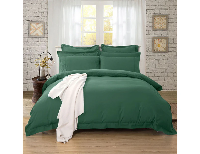 Tailored 1000TC Quilt/Duvet Cover & 2 Pillowcases Set - Dark Green