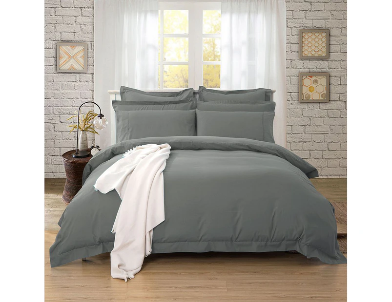 Tailored 1000TC Quilt/Duvet Cover & 2 Pillowcases Set - Charcoal