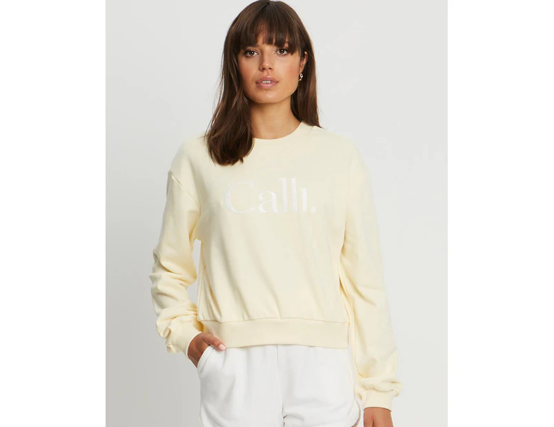 CALLI Women's Classic Pullover Jumper - Pastel Yellow - Jumper/Cardigan
