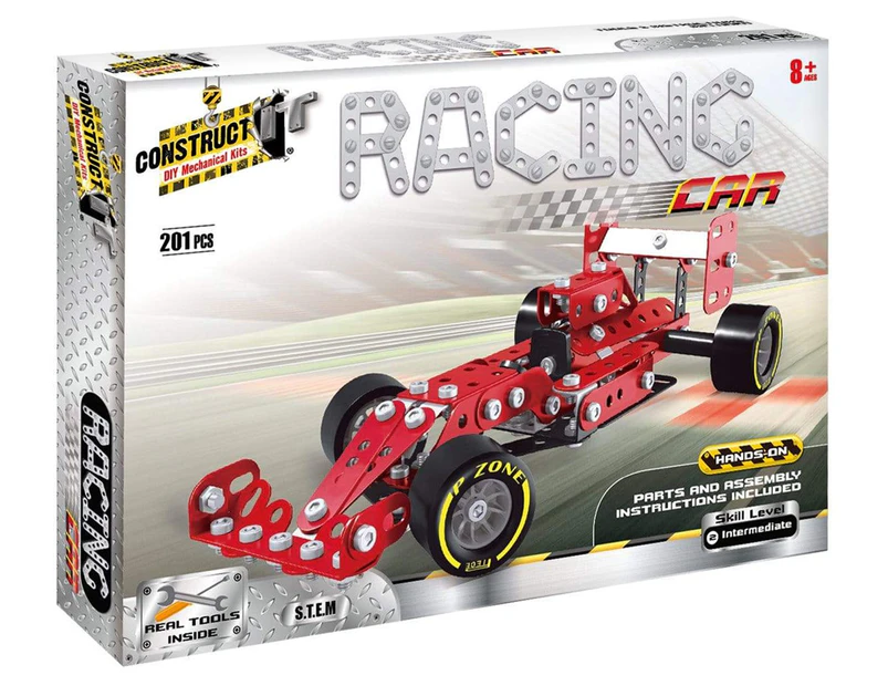 201pc Construct IT DIY Racing Car F1 Toy w/Tools STEM Build Assembly Kit Kids 8+