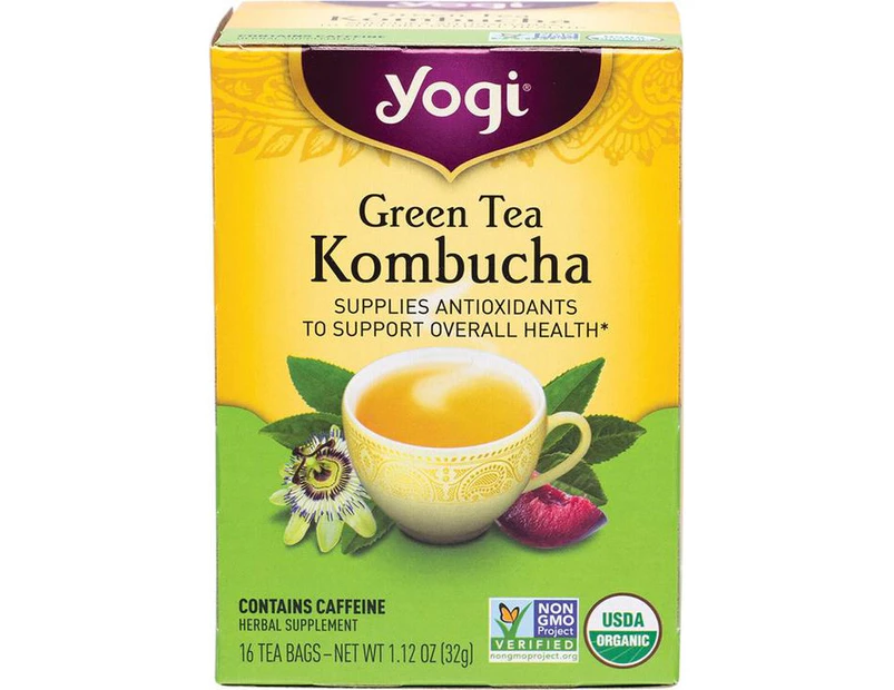 Yogi Tea, Organic, Green Tea Kombucha, 16 Tea Bags, 1.12 oz (32 g)