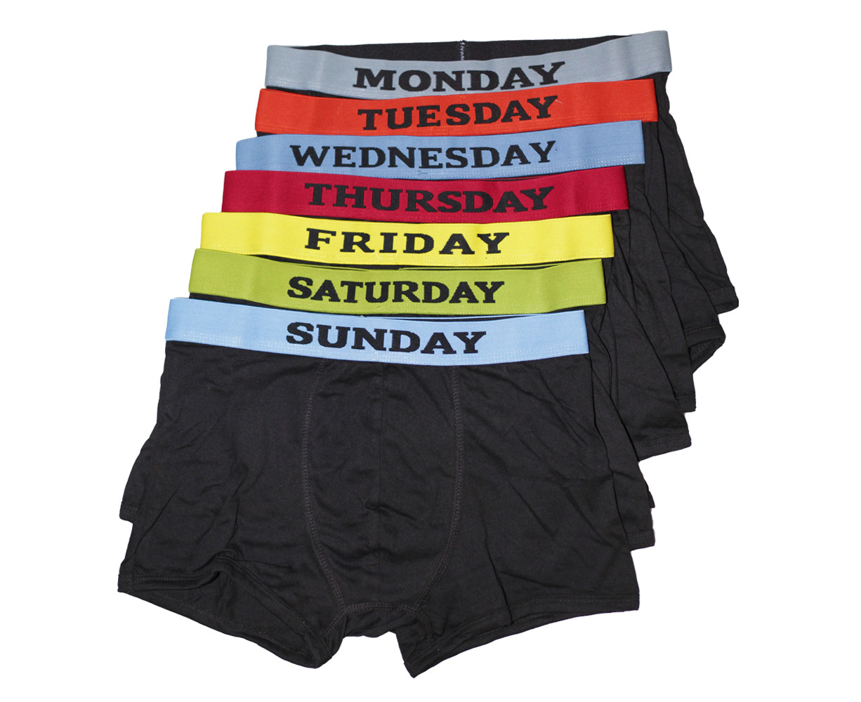 Mens Days Of The Week Boxer Shorts / Underwear (Pack Of 7) (Black