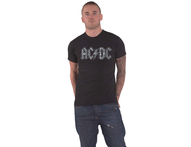 Ac/Dc T Shirt Diamante Classic Band Logo  Official Unisex - Black