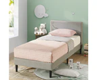 Single Fabric Bed Frame Classic Upholstered Kids Platform Bed Light Grey - Zinus Nelly