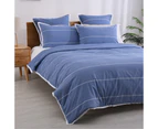 King Single Calista Indigo Quilt Cover Set - Blue