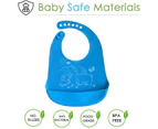 Waterproof Silicone Baby Bibs with Food Catcher Pocket (Set of 2)