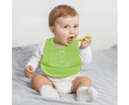 Waterproof Silicone Baby Bibs with Food Catcher Pocket (Set of 2)