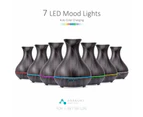550ml Wood Grain Essential Oil Diffuser, Cool Mist Ultrasonic Humidifier with 7 LED Color Changing Light - Dark