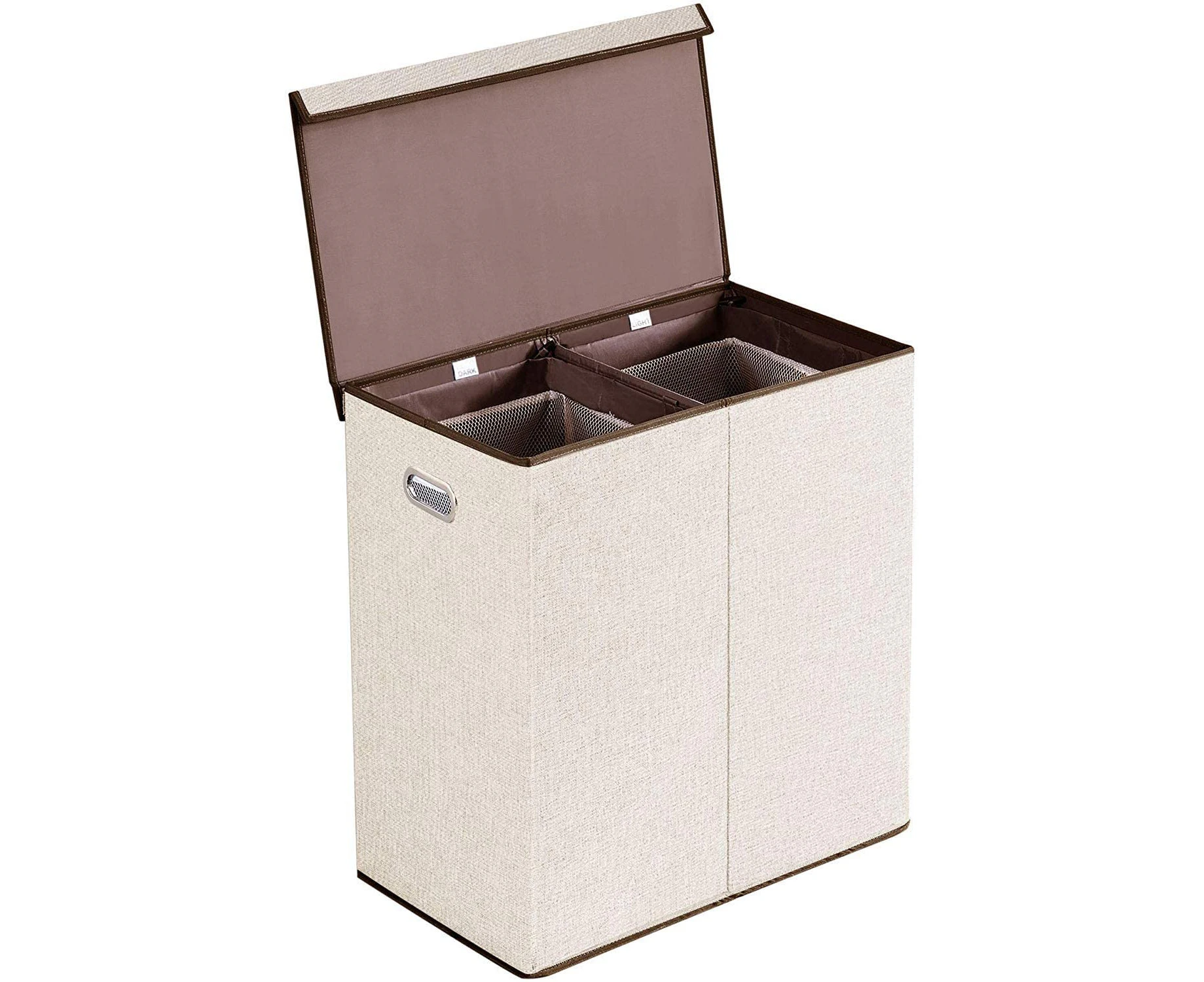 Double Laundry Hamper/Basket with Lid and Removable Liner - Beige