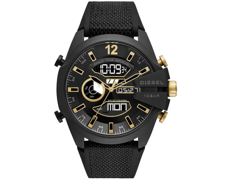 Diesel Mega Chief Analog-Digital Black Nylon and Silicone Watch