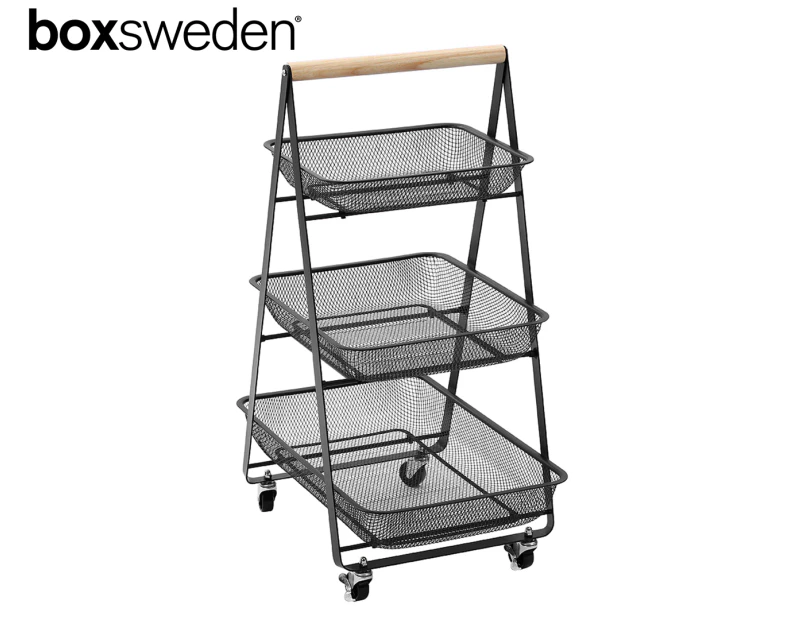 Boxsweden 3-Tier Mesh Storage Trolley - Black