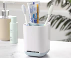 Ortega Home Small Toothbrush Caddy Organiser - White/Blue