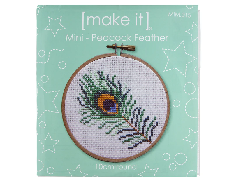 Make It 10cm Round Mini Peacock Feather Embroidery Kit