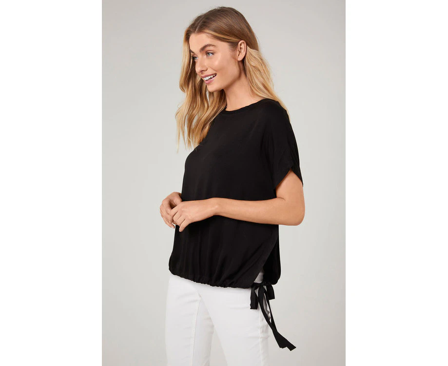 Womens Emerge Side Tie Tee Black