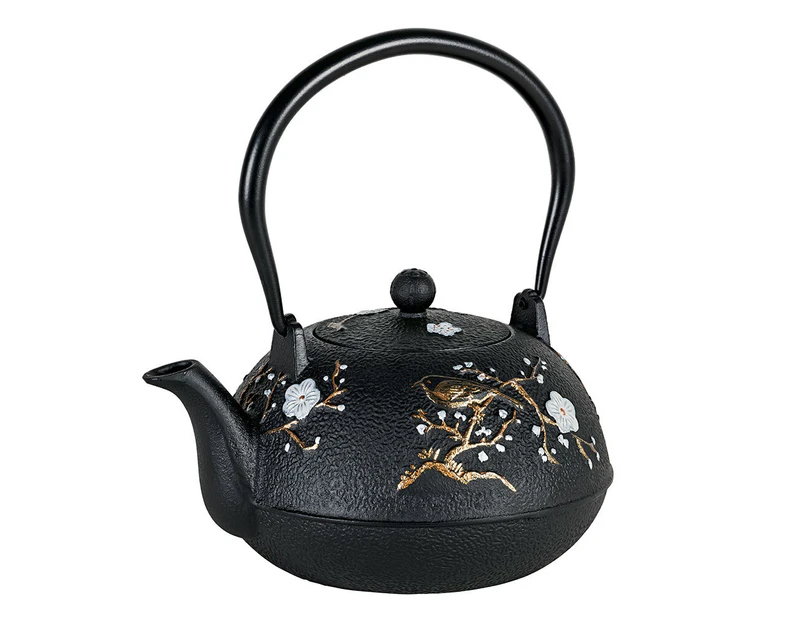 Avanti 1.1L Cast Iron Teapot w Removable Infuser Lid Tea Pot Cherry Blossom