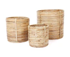 Set of 3 Planters Natural Handmade Decorative Cane Baskets Ubud