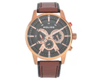 Police Men's 48mm Avondale Stainless Steel/Leather Watch - Brown/Rose Gold/Black