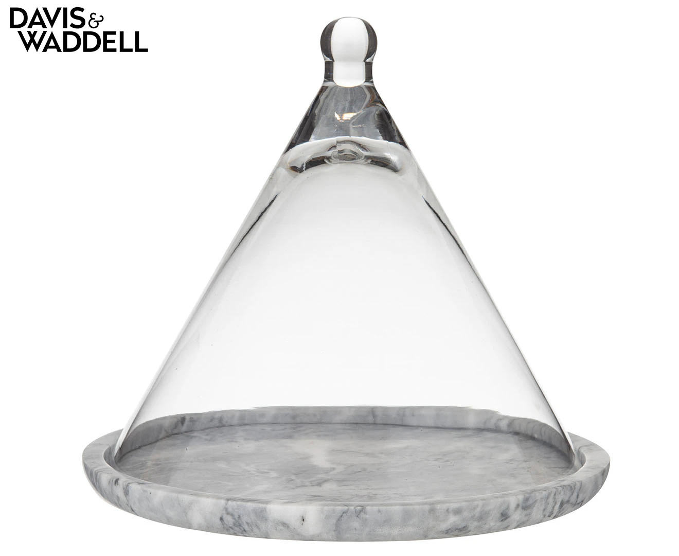 Davis & Waddell Nuvolo Marble Base w/ Glass Conical Dome 25x25cm Grey/Clear