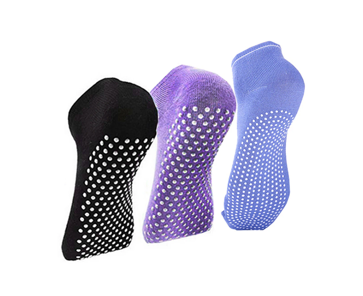 Three Pair Women Yoga Socks Quick-Dry Anti Slip Silicone Gym Pilates Ballet Socks