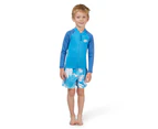 Piping Hot Toddler Boys Recycled Eco-Friendly Elasticated Waist Swim Volley Shorts Ocean Blue Palm