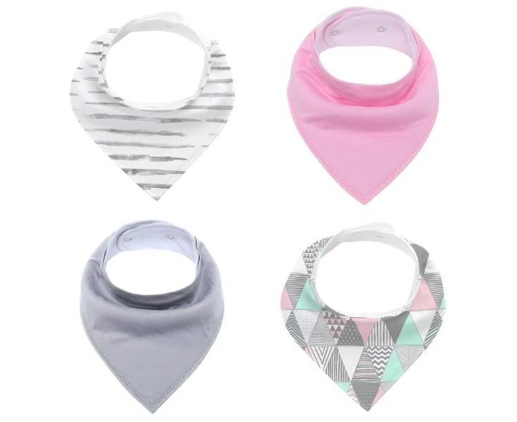 Bibs 4 Pk Paint Pink Grey Geometric