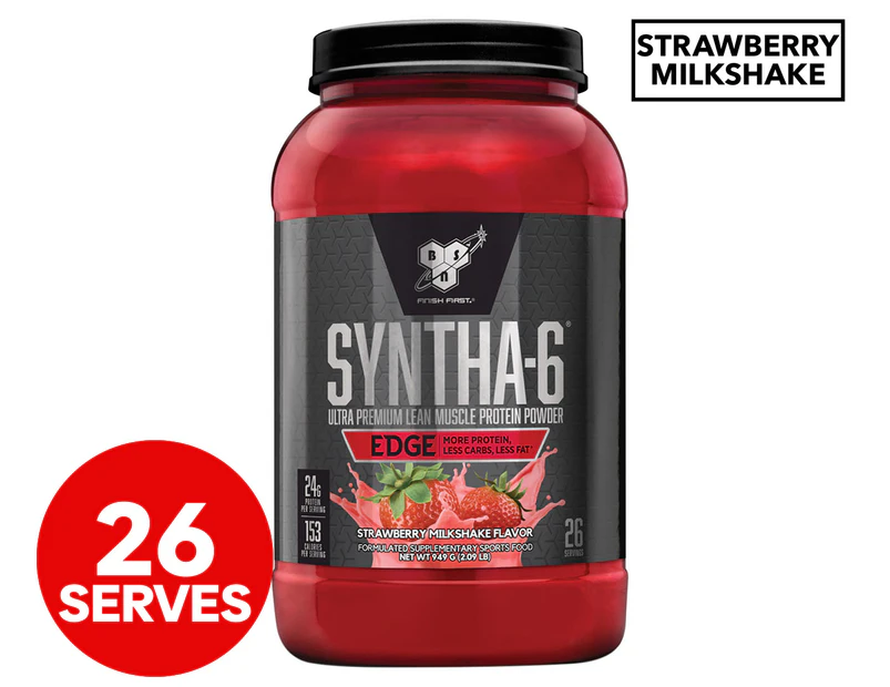 BSN Syntha-6 EDGE Ultra Premium Lean Muscle Protein Powder Strawberry Milkshake 949g / 26 Serves