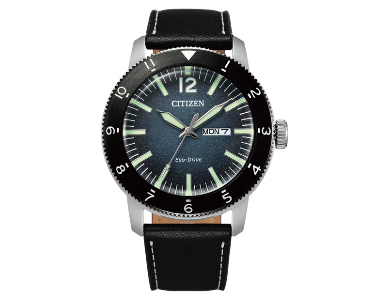 Citizen Men's 43.5mm Eco-Drive Leather Watch - Blue/Black