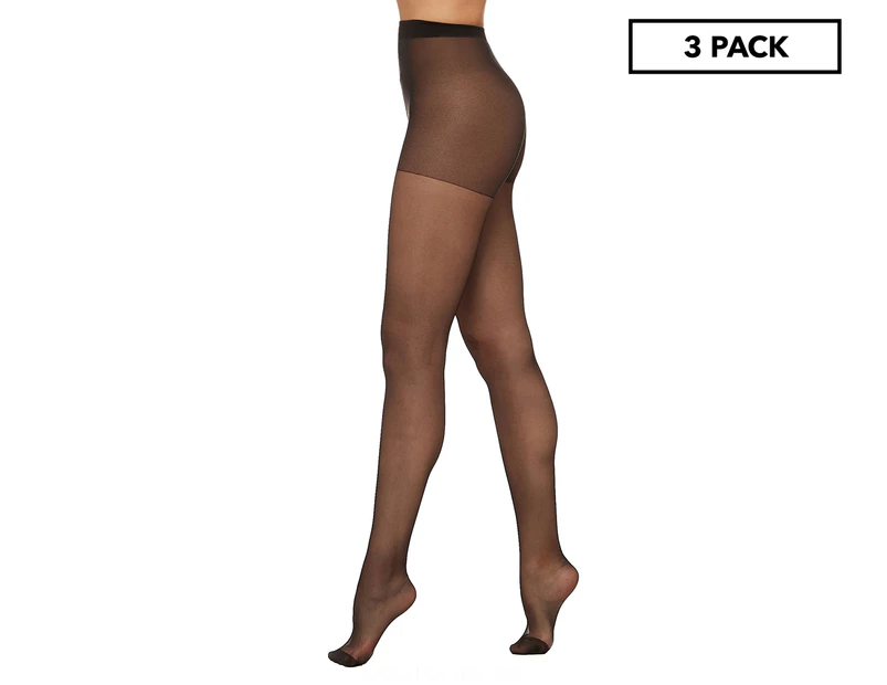 Ambra Women's Crystal Sheer Pantyhose 3-Pack - Black