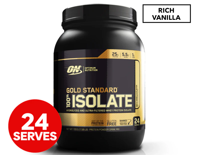 Optimum Nutrition Gold Standard 100% Isolate Whey Protein Rich Vanilla 720g / 24 Serves