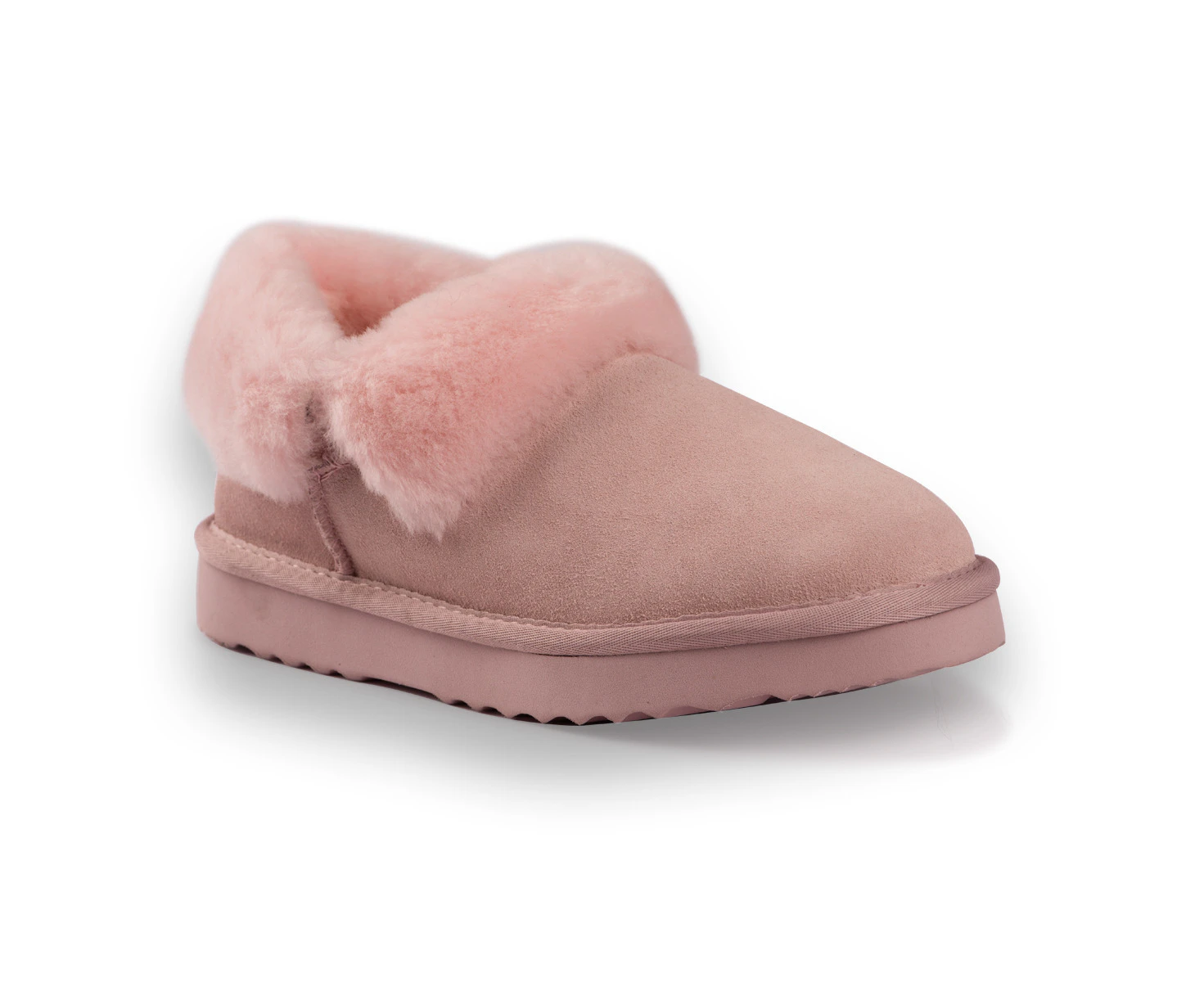 Aus Wooli Ugg Coogee Unisex Sheepskin Wool Traditional Ankle Slippers - Pink