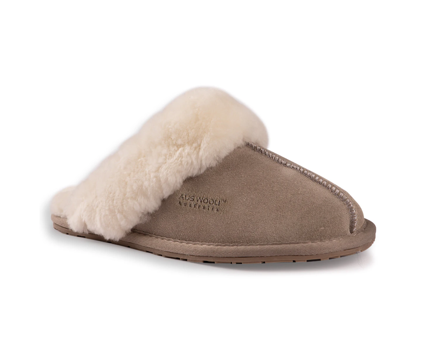 Aus Wooli Ugg Shelley Unisex Sheepskin Wool Shelley Slippers - Silver